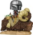 Front Zoom. Funko - POP! Deluxe: The Mandalorian - Mando on Bantha w/Child in Bag.
