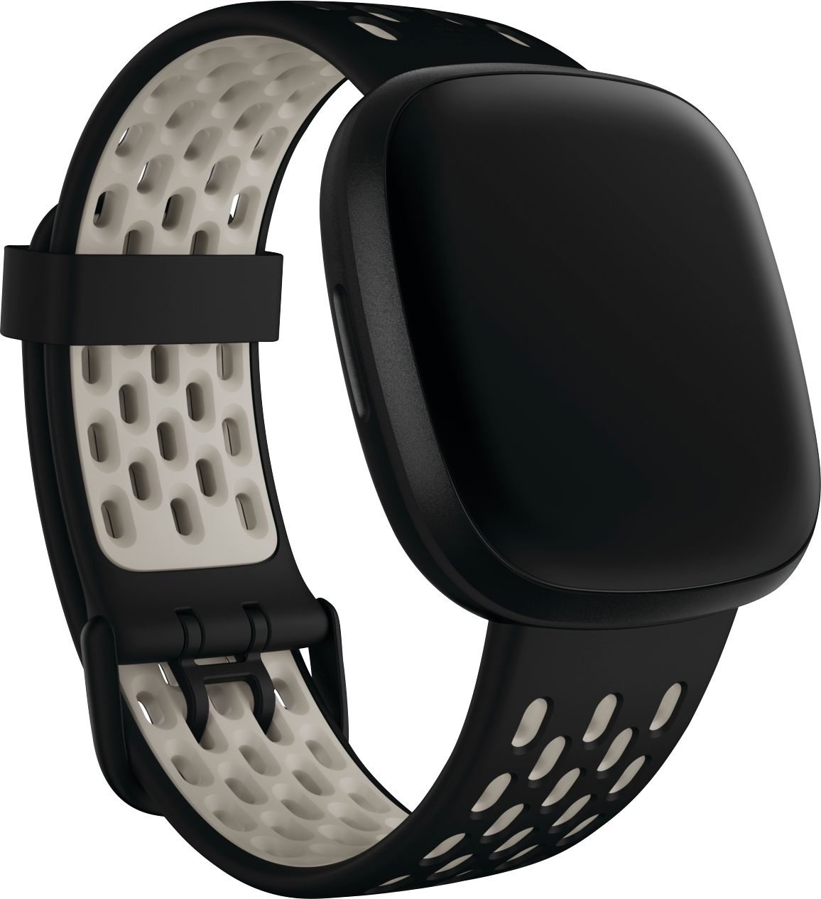 Angle View: Fitbit - Sense & Versa 3 Sport Accessory Band - Black/ Lunar White