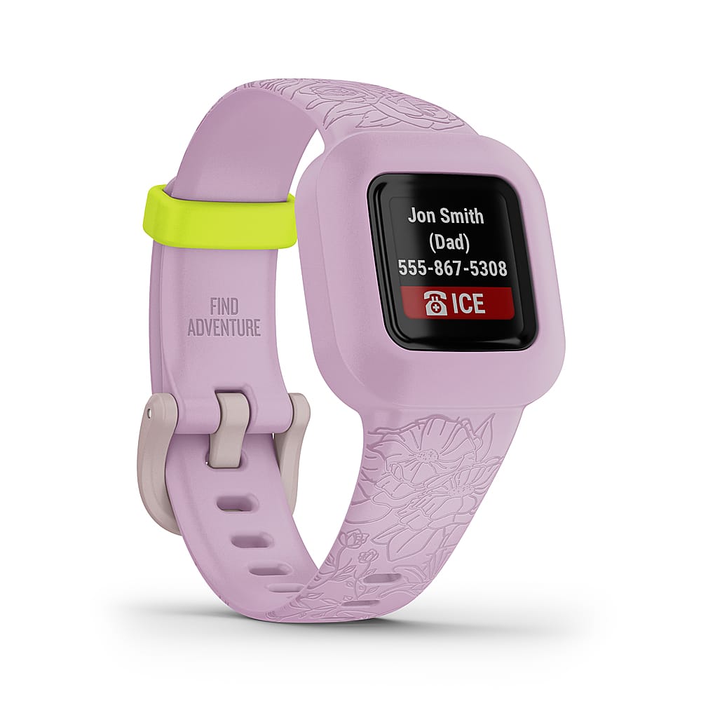 Alt View 3. Garmin - vivofit jr. 3 Kids Fitness Activity Tracker - Lilac Floral.