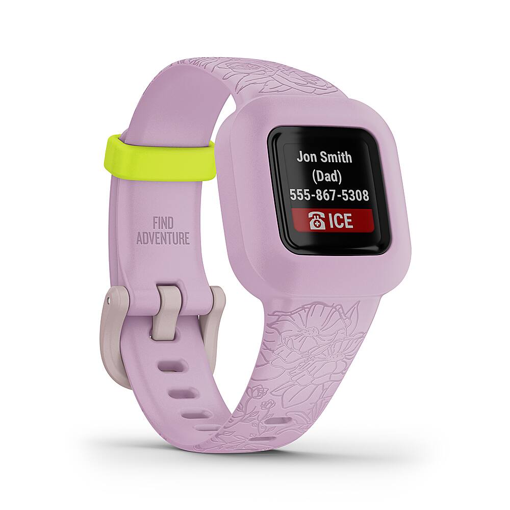Alt View 3. Garmin - vivofit jr. 3 Kids Fitness Activity Tracker - Lilac Floral.