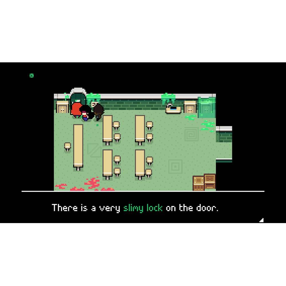 The image shows a room with a very slimy lock on the door. The room is filled with multiple chairs, some of which are placed around a dining table. The chairs are arranged in various positions, and the dining table is located in the middle of the room. The slimy lock on the door adds an interesting detail to the scene.