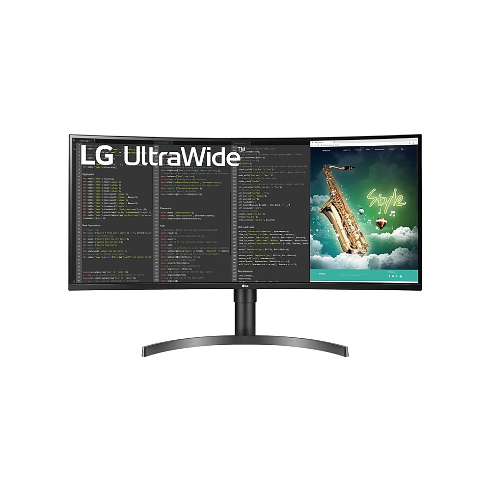 LG - 35” VA HDR QHD UltraWide Curved Monitor - Black