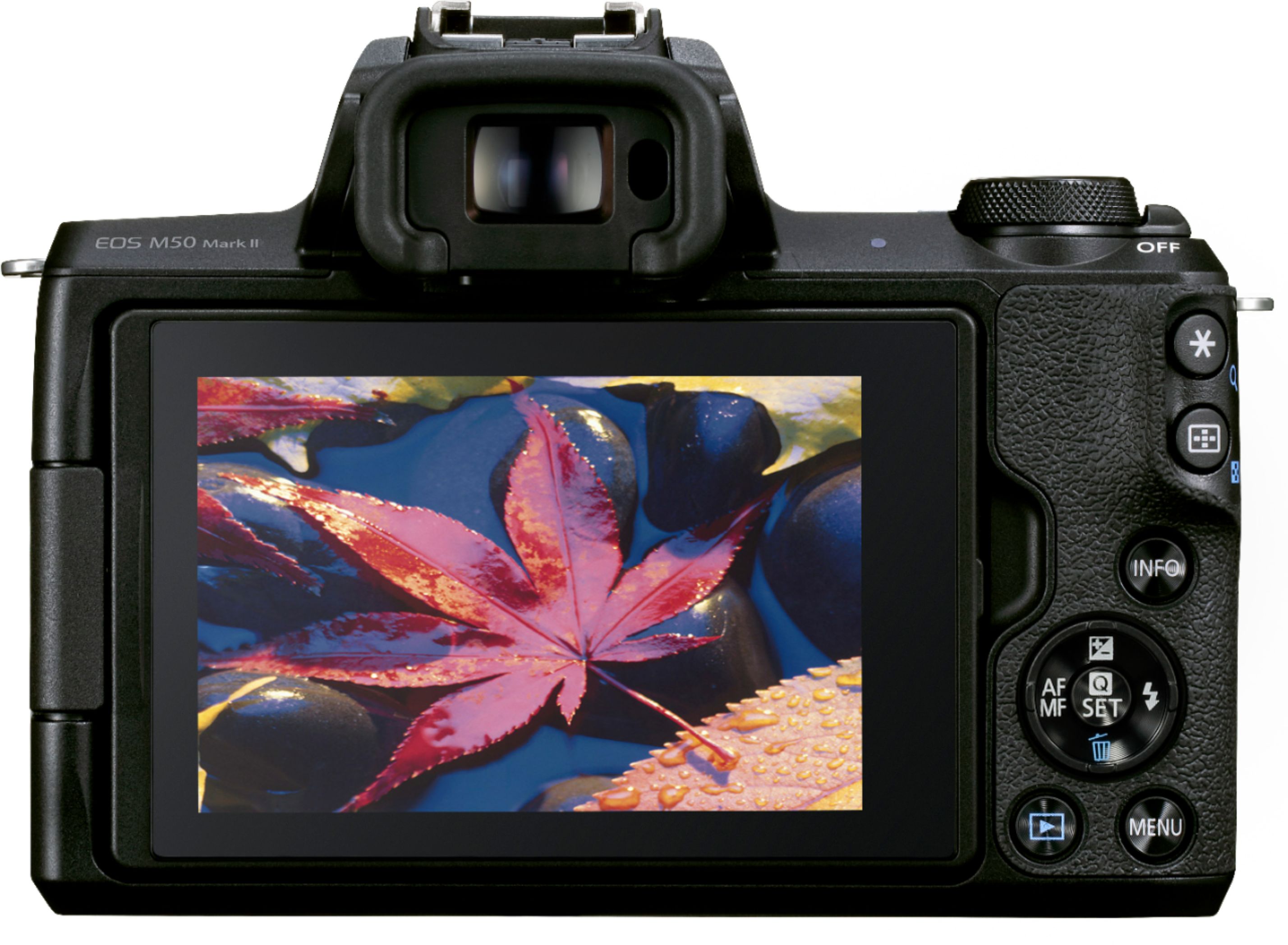Back View: Canon - EOS M50 Mark II Mirrorless Camera 2 Lens Kit with EF-M 15-45mm f/3.5-6.3 IS STM & EF-M 55-200mm f/4.5-6.3 IS STM Lenses