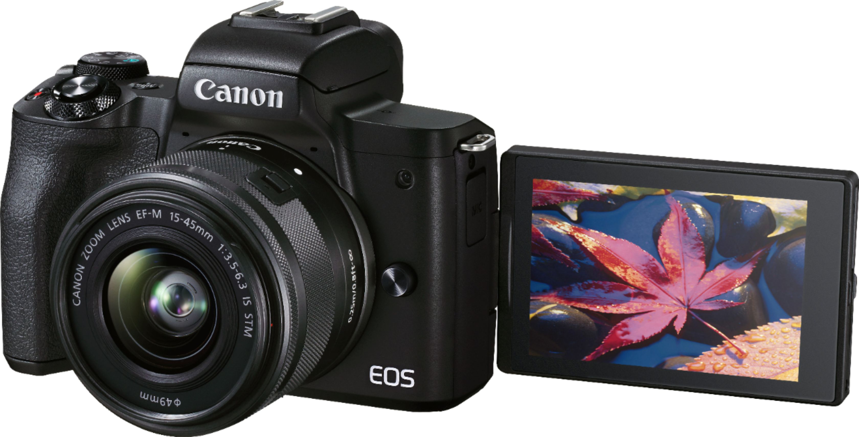 Left View: Canon - EOS M50 Mark II Mirrorless Camera 2 Lens Kit with EF-M 15-45mm f/3.5-6.3 IS STM & EF-M 55-200mm f/4.5-6.3 IS STM Lenses