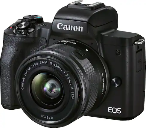 Front. Canon - EOS M50 Mark II Mirrorless Camera with EF-M 15-45mm f/3.5-6.3 IS STM Zoom Lens - Black.