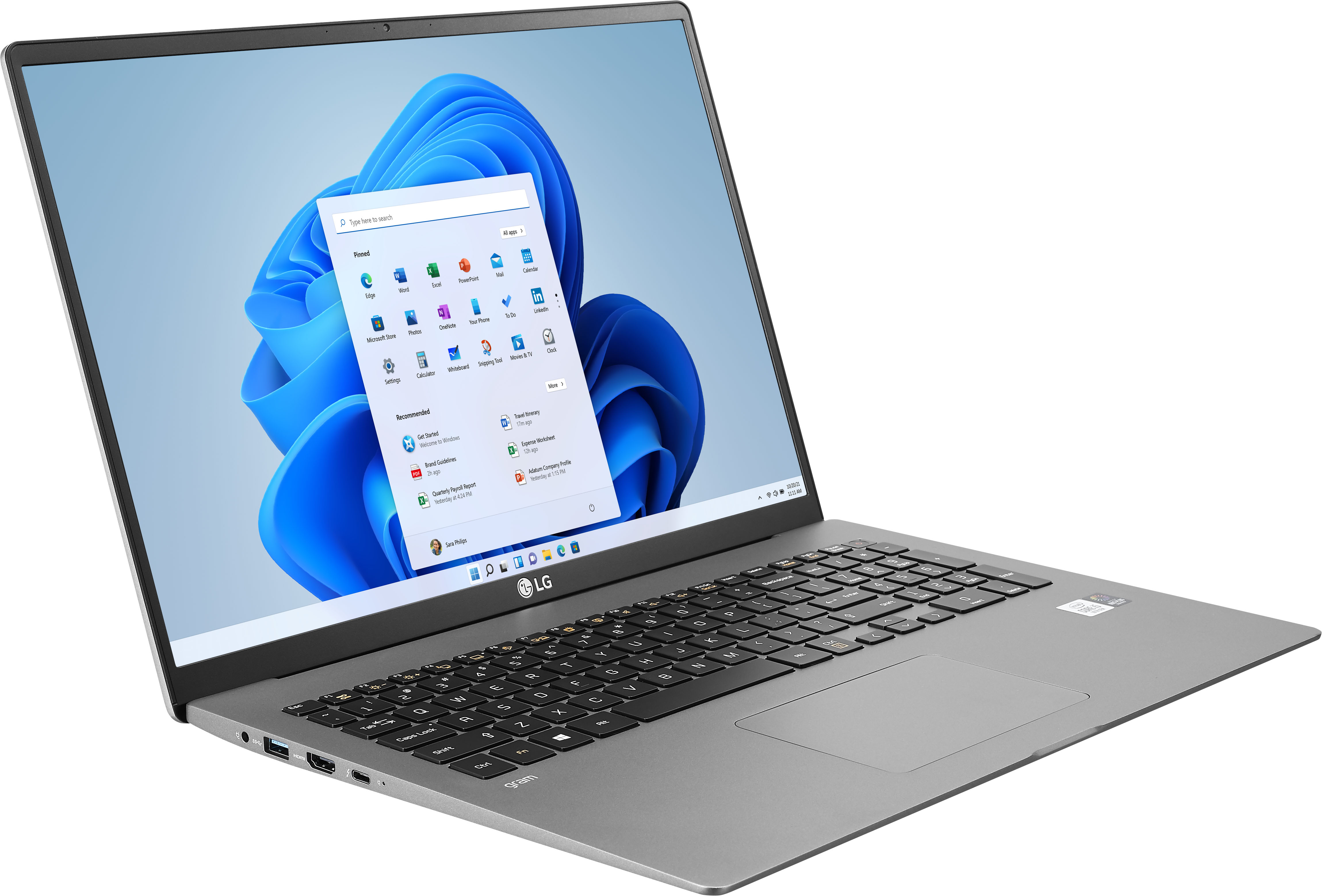 Angle View: LG - gram 17" Laptop – 11th Gen Intel Core i7 - 16GB Memory - 2TB SSD - Silver