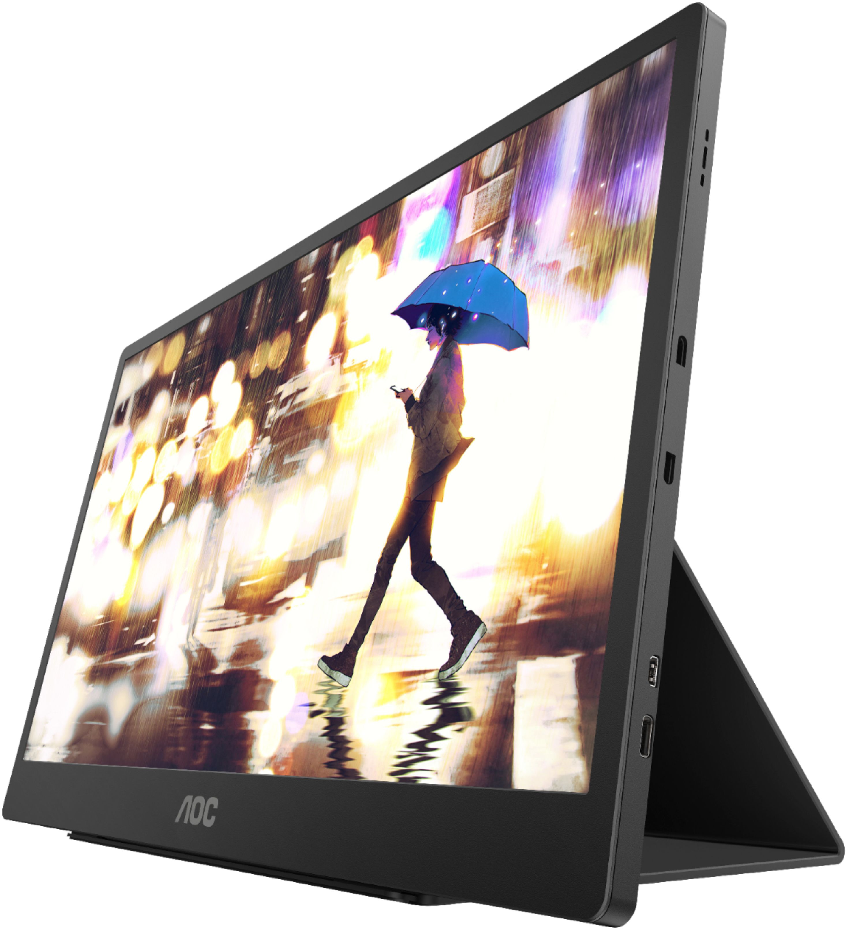 Angle View: AOC - 15.6" IPS Portable USB-C Touch Monitor - Black