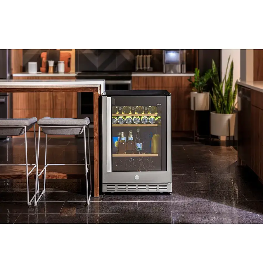 Alt View 18. GE Profile - 155-Can Beverage Center - Stainless Steel.