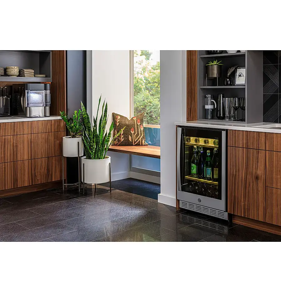 Alt View 20. GE Profile - 155-Can Beverage Center - Stainless Steel.