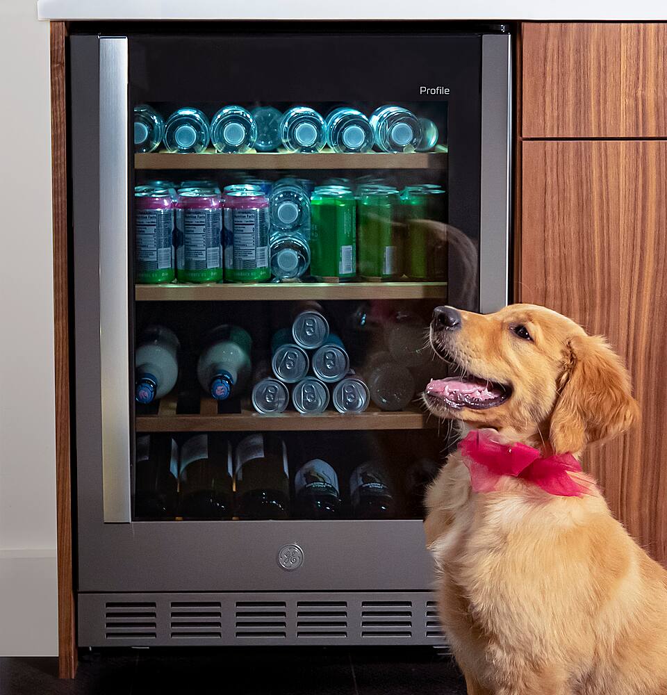 Alt View 24. GE Profile - 155-Can Beverage Center - Stainless Steel.