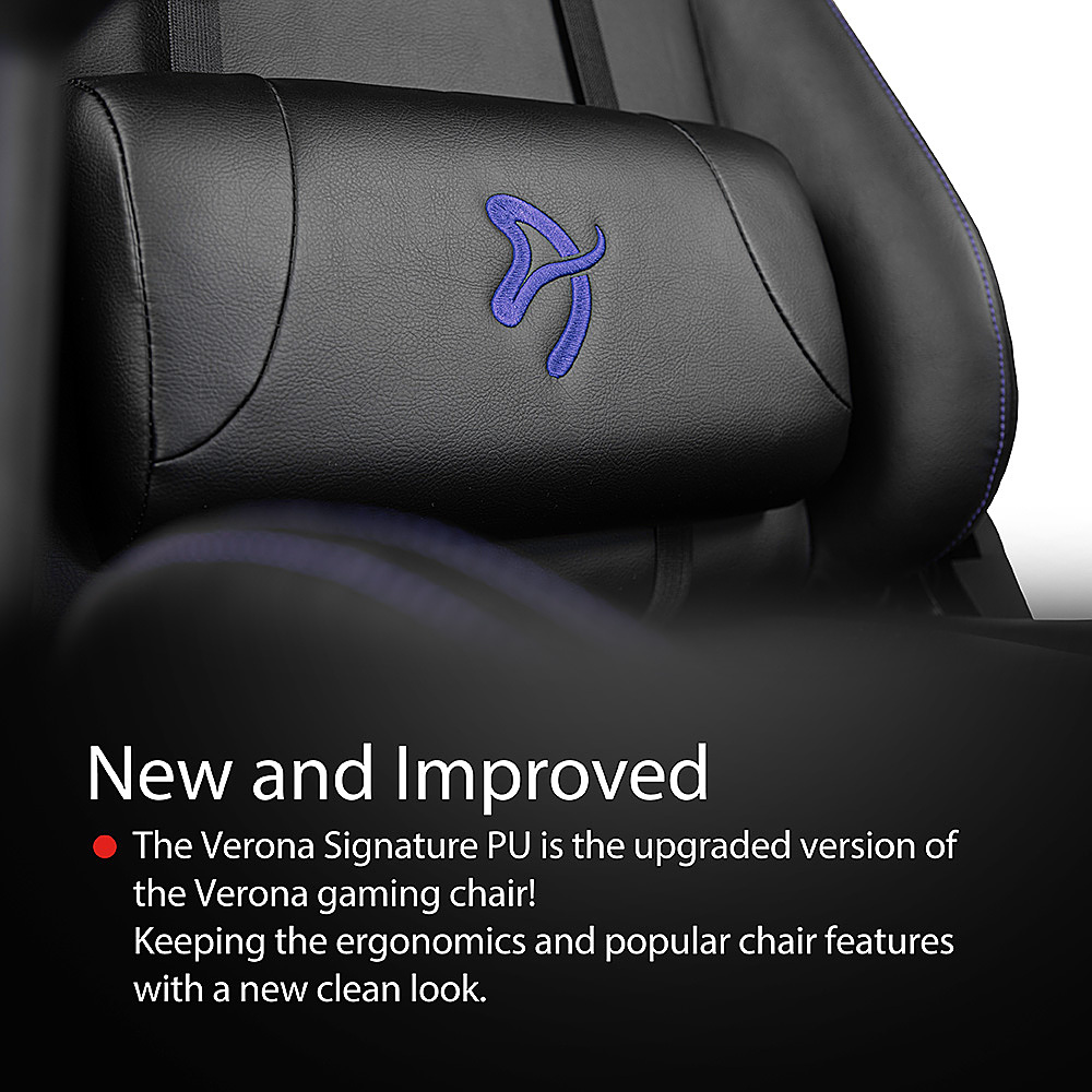 Left View: Arozzi - Verona Signature Premium PU Leather Ergonomic Gaming Chair - Black - Blue Accents