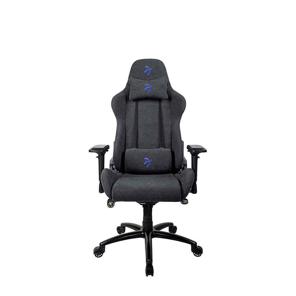 Arozzi - Verona Signature Premium Soft Fabric Ergonomic Gaming Chair - Dark Grey - Blue Accents