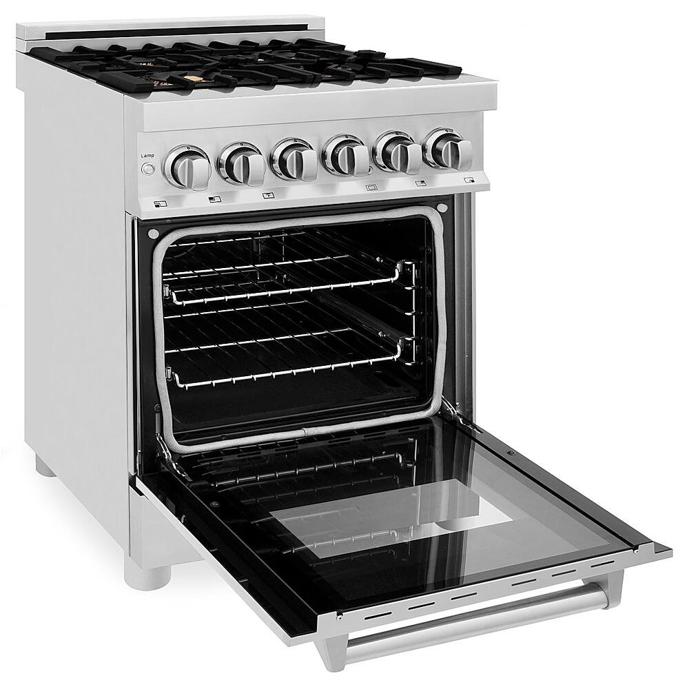 Left View: ZLINE - 2.8 cu. ft. Professional Dual Fuel Range with Brass Burners - Stainless steel