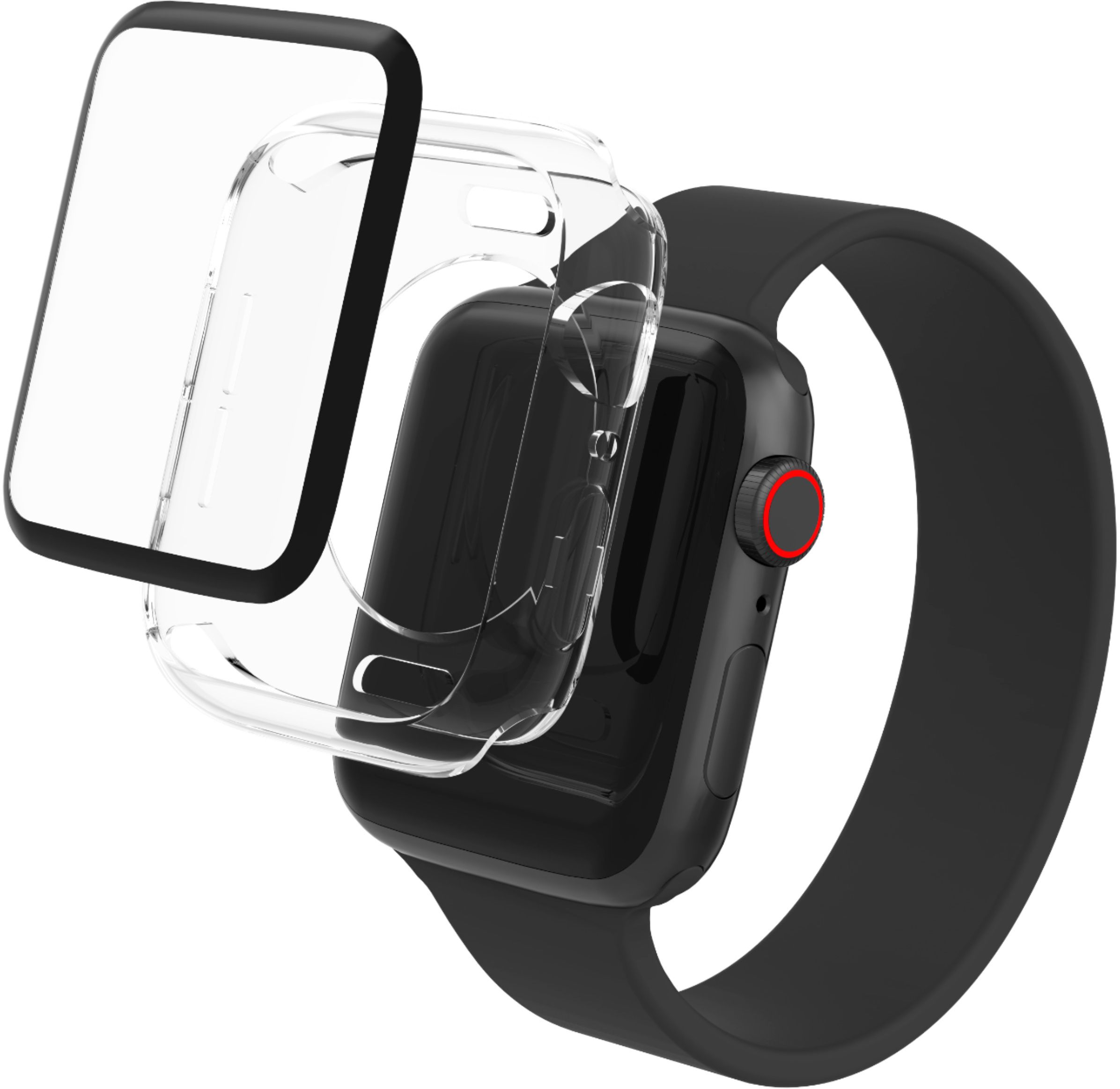 Angle View: ZAGG - InvisibleShield GlassFusion+ 360 Flexible Hybrid Screen Protector + Bumper for Apple Watch Series 4/5/SE/6 40mm - Clear
