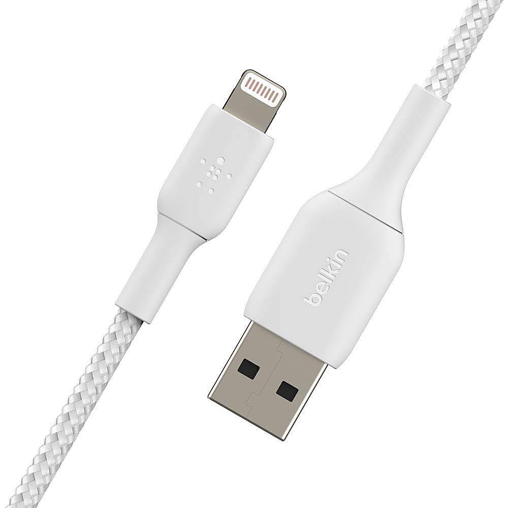 Alt View 1. Belkin - BoostCharge Braided USB to Lightning Cable 6.6ft - White.