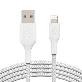 Belkin - BoostCharge Braided USB to Lightning Cable 6.6ft - White