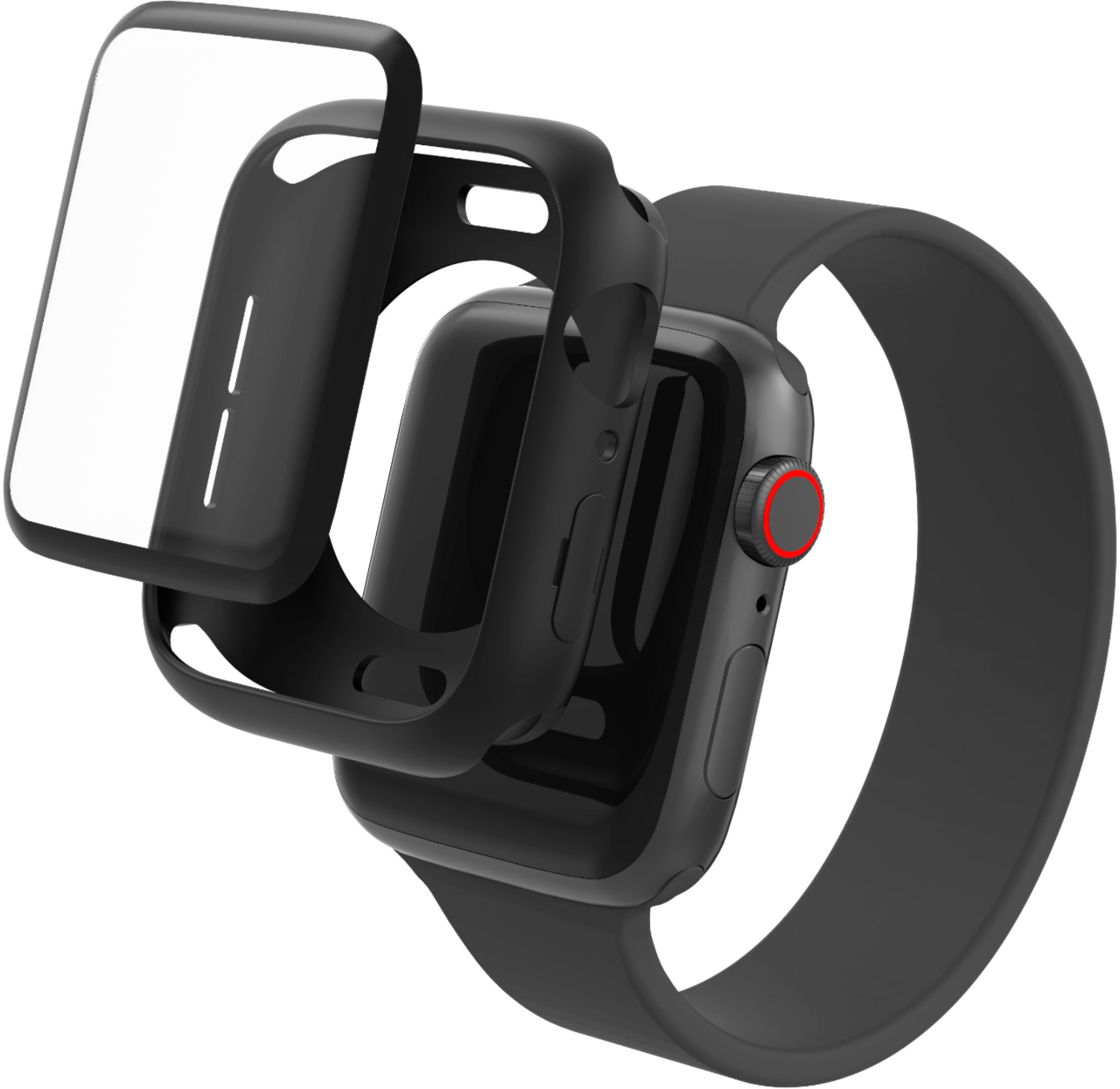 Angle View: ZAGG - InvisibleShield GlassFusion+ 360 Flexible Hybrid Screen Protector + Bumper for Apple Watch Series 4/5/SE/6 40mm - Black
