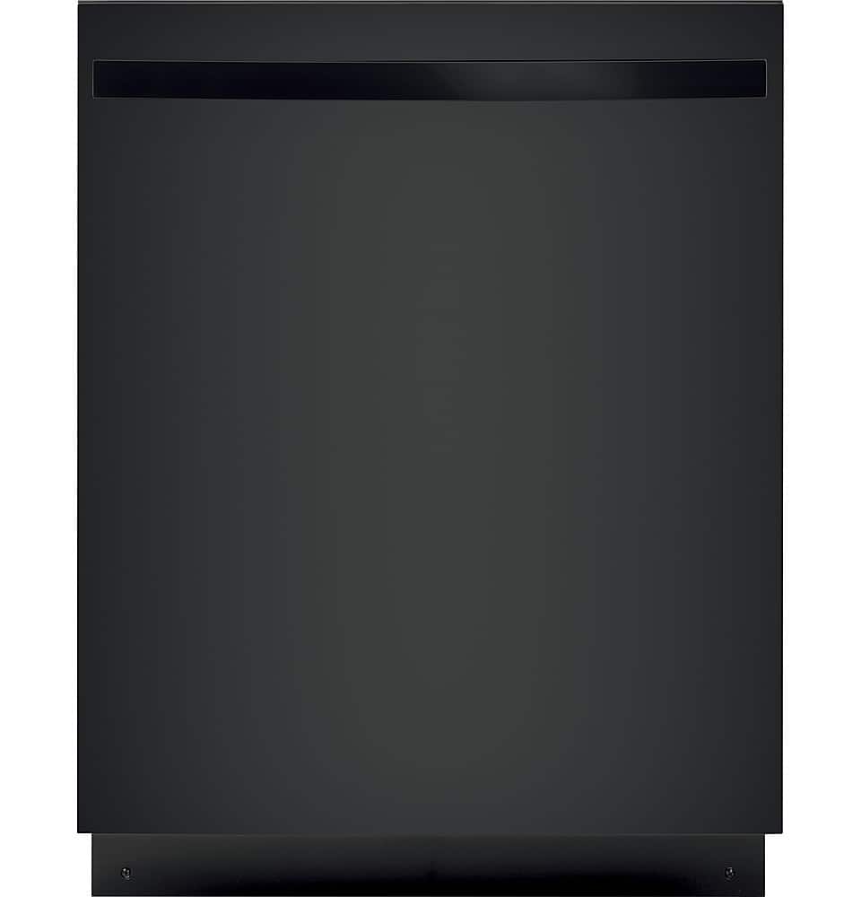 Front. GE - 24" Top Control Built-In Dishwasher with Autosense Cycle, Piranha Food Disposer; 51 dBA - Black.