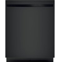 GE - 24" Top Control Built-In Dishwasher with Autosense Cycle, Piranha Food Disposer; 51 dBA - Black - Front_Zoom