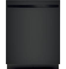 Front. GE - 24" Top Control Built-In Dishwasher with Autosense Cycle, Piranha Food Disposer; 51 dBA - Black.