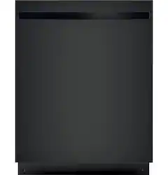 GE - 24" Top Control Built-In Stainless Steel Tub Dishwasher with Autosense Cycle and 51 dBA - Black - Front_Zoom