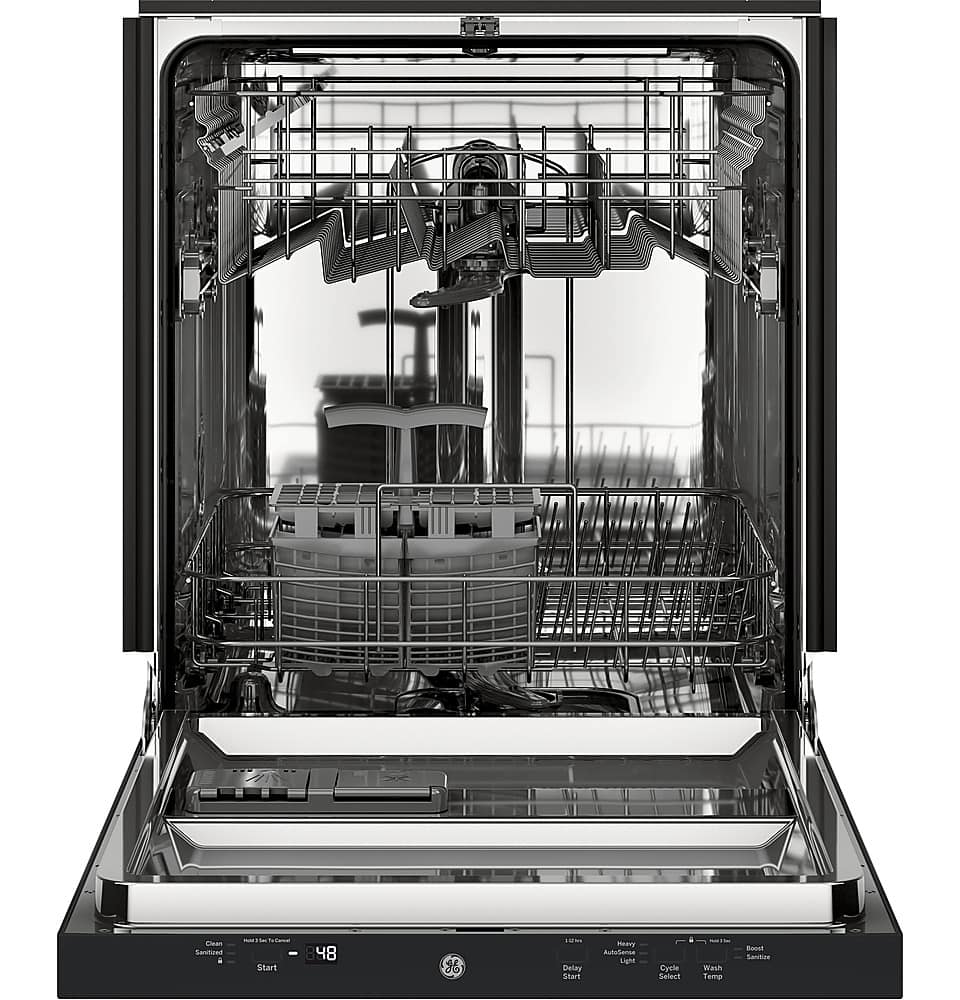 Alt View 11. GE - 24" Top Control Built-In Dishwasher with Autosense Cycle, Piranha Food Disposer; 51 dBA - Black.