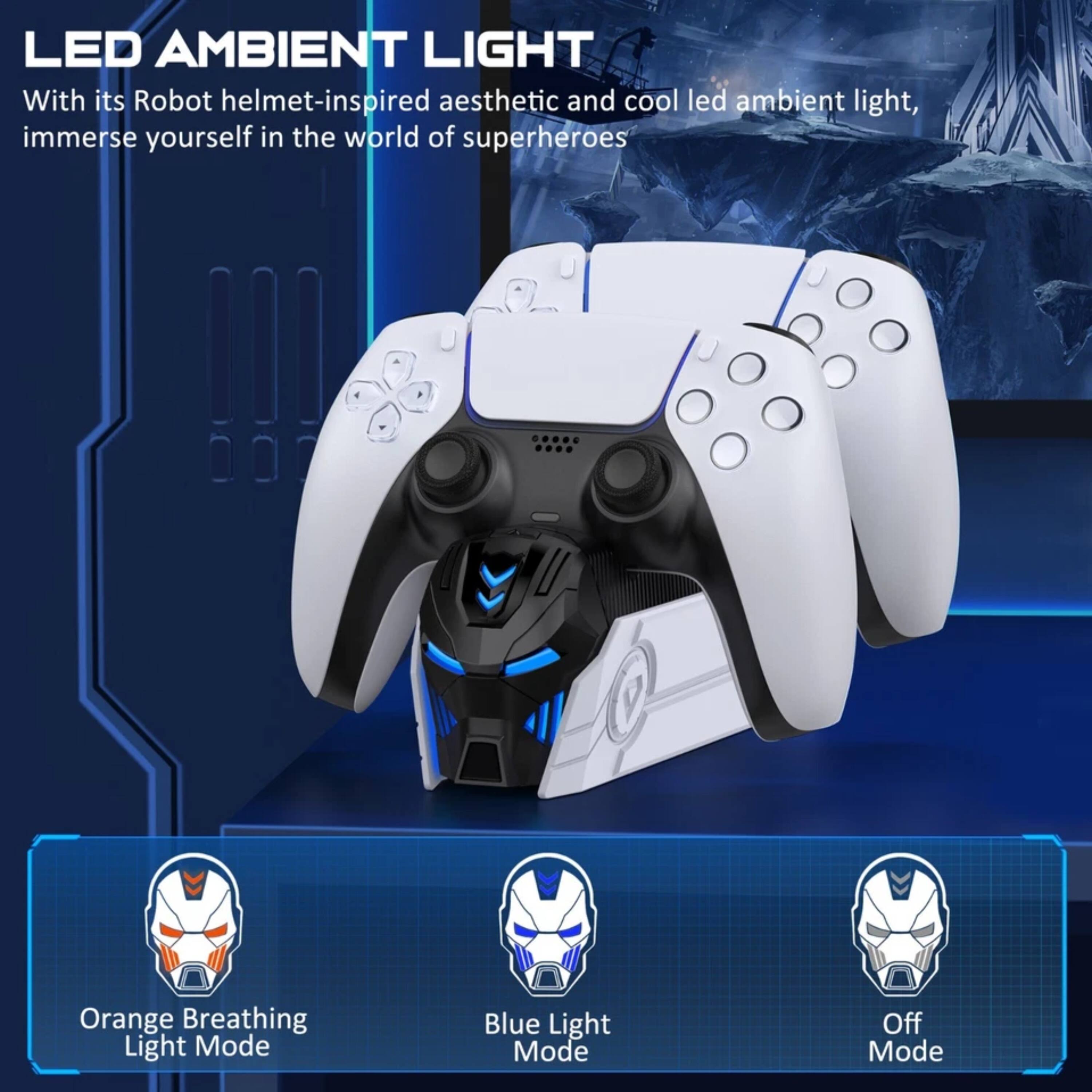 LED AMBIENT LIGHT

With its Robot helmet-inspired aesthetic and cool LED ambient light, immerse yourself in the world of superheroes.

- Orange Breathing Light Mode
- Blue Light Mode
- Off Mode