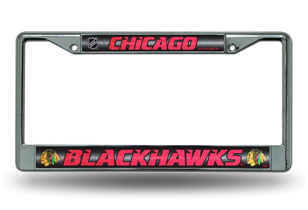 Chicago Blackhawks NHL Sparkly Glitter Bling Look Chrome License Plate Frame