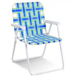 Kadyn - 6 pcs Folding Beach Chair Camping Lawn Webbing Chair, Backpack Folding Beach Chairs, Folding Beach Chair - Blue