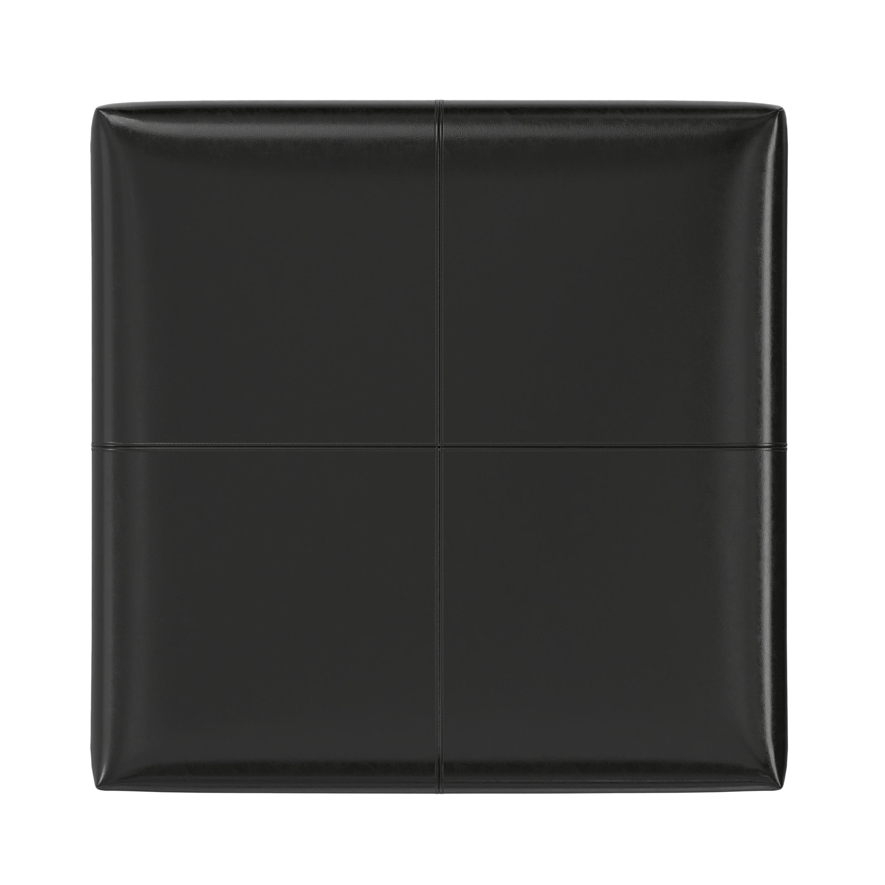 Alt View 1. Simpli Home - Gabbie 36 inch Wide Square Coffee Table Storage Ottoman in Midnight Black PU Vegan Leather - Midnight Black.