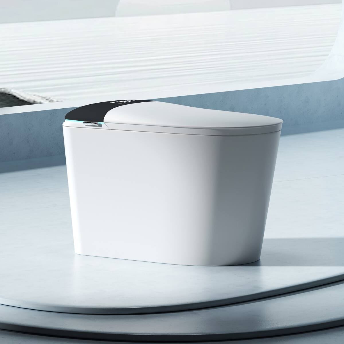 Alt View 10. Loheer - Loheer Smart Toilet With Built In Bidet, Heated Seat, Automatic Flush, Floor Mounted, White and Black - White and Black.