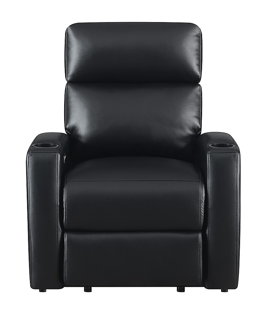 Front. RowOne - Galaxy II 2-Arm Leatheraire Home Entertainment and Theater Seating - Black.