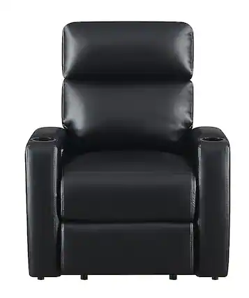 Front. RowOne - Galaxy II 2-Arm Leatheraire Home Entertainment and Theater Seating - Black.