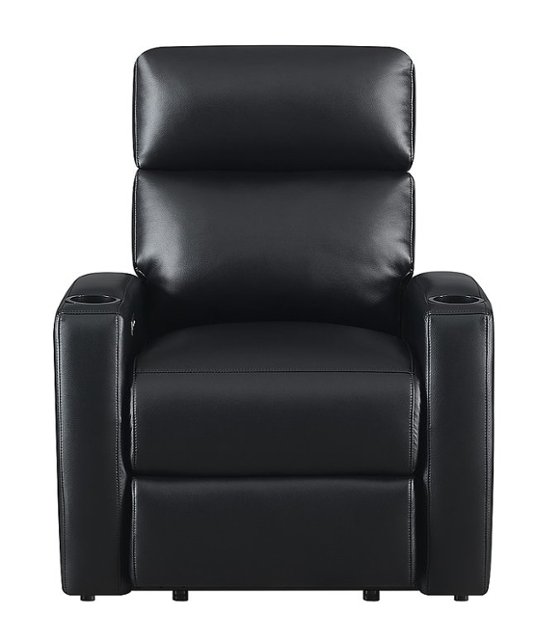 Front Zoom. RowOne - Galaxy II 2-Arm Leatheraire Home Entertainment and Theater Seating - Black.