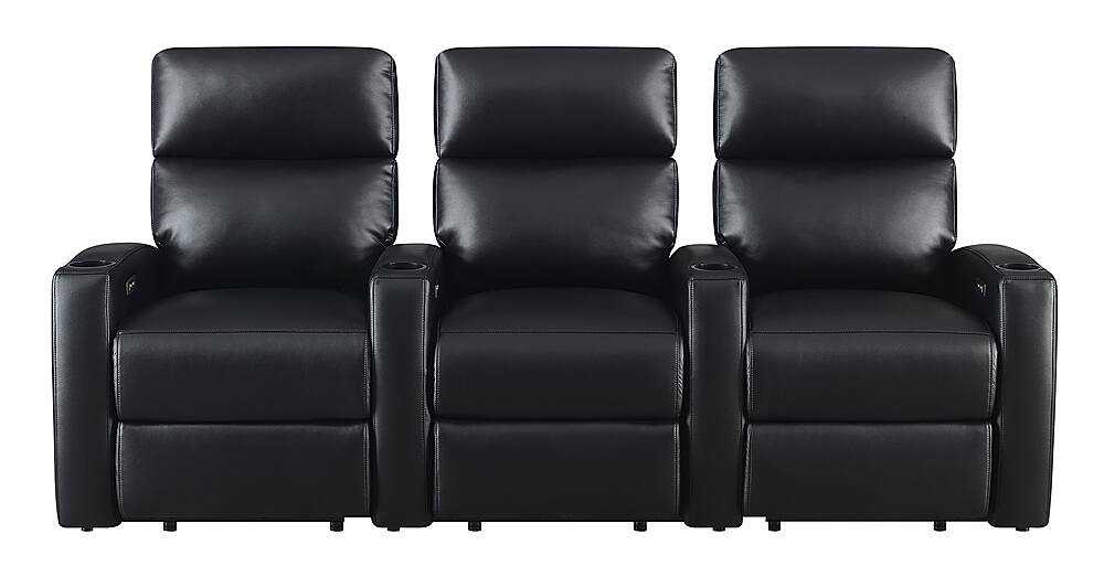 Alt View 17. RowOne - Galaxy II 2-Arm Leatheraire Home Entertainment and Theater Seating - Black.