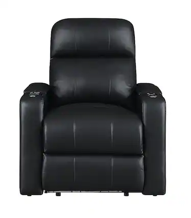 Front. RowOne - Prestige Straight 2-Arm Leather Power Recline Home Theater Seating - Black.