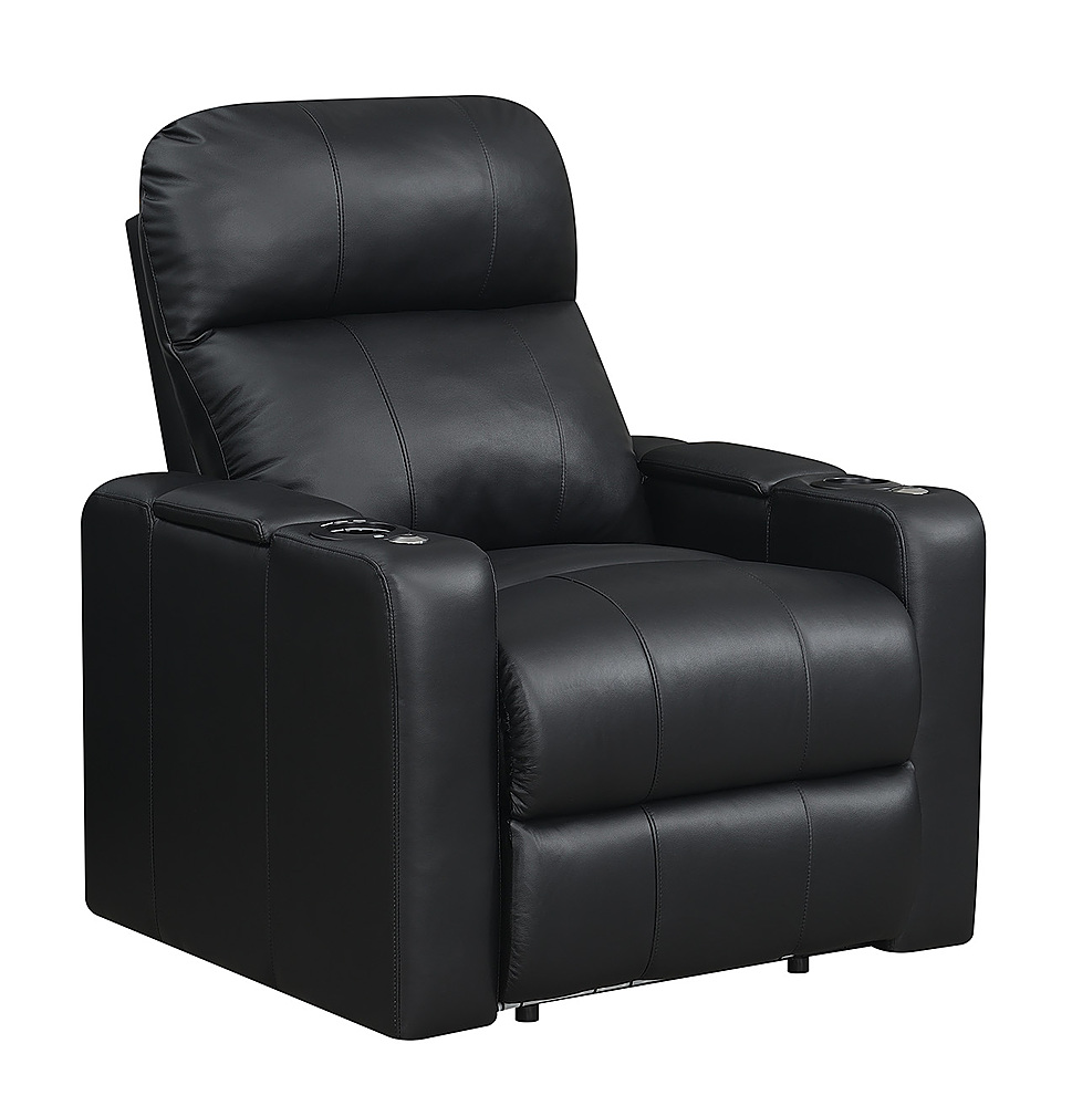 Angle View: RowOne - Prestige Straight 2-Arm Leather Power Recline Home Theater Seating - Gray
