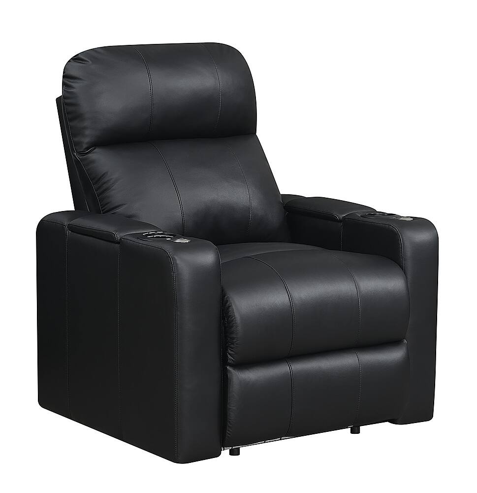 Angle. RowOne - Prestige Straight 2-Arm Leather Power Recline Home Theater Seating - Black.