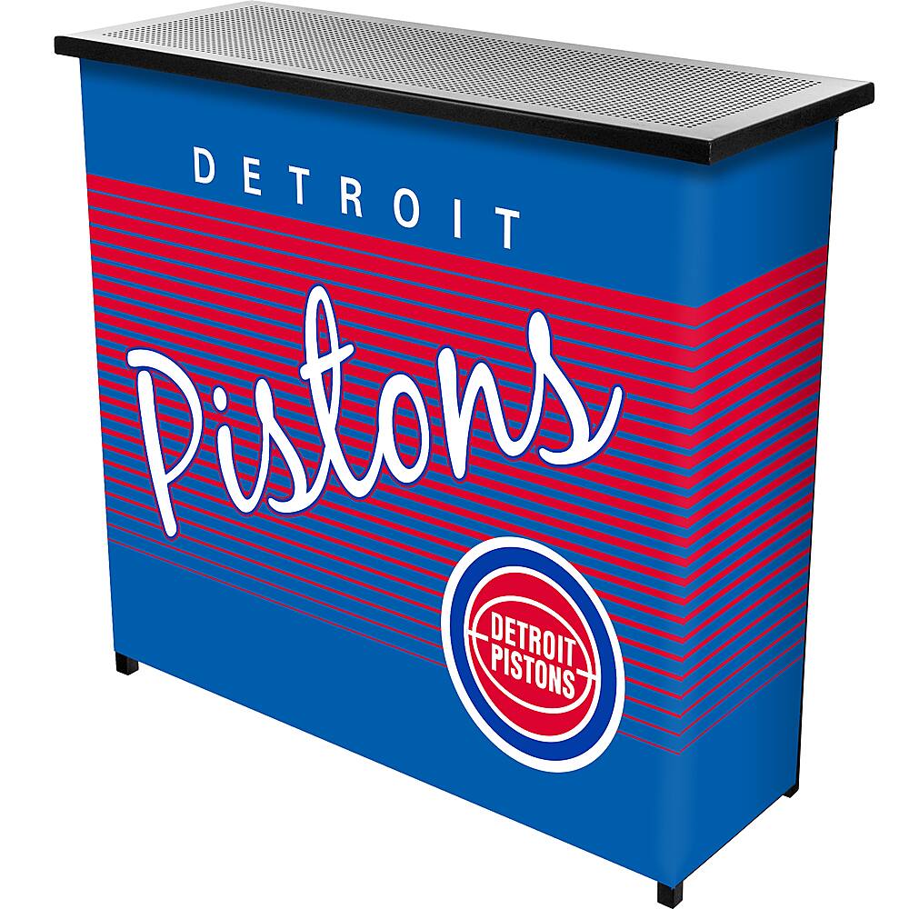 Detroit Pistons NBA Hardwood Classics Portable Bar, Pop-Up Drink Station Patio, Garage or Man Cave Accessories - Blue, Red, White