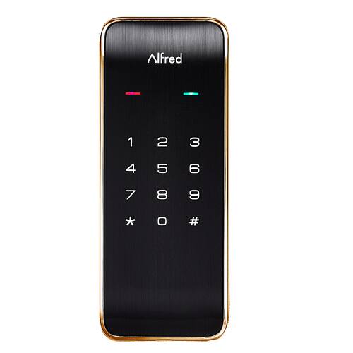 Alfred - Alfred DB2 Series Gold Single-Cylinder Deadbolt-Cylinder Electronic Deadbolt Lighted Keypad Touchscreen - Gold