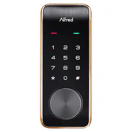 Front. Alfred - Alfred DB2-B Smart Deadbolt Lock - Gold - Gold.