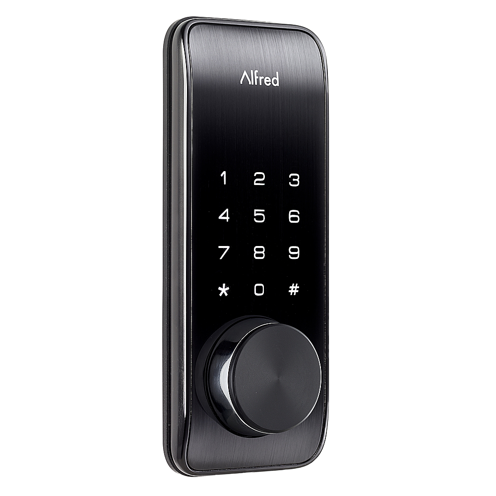 Angle View: Alfred Db2-B Smart Deadbolt Lock - Black