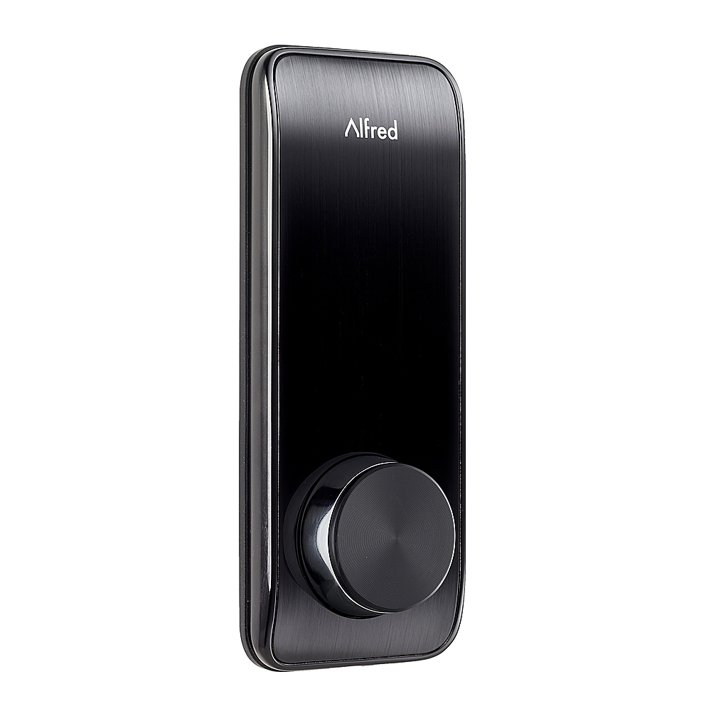 Left View: Alfred Db2-B Smart Deadbolt Lock - Black