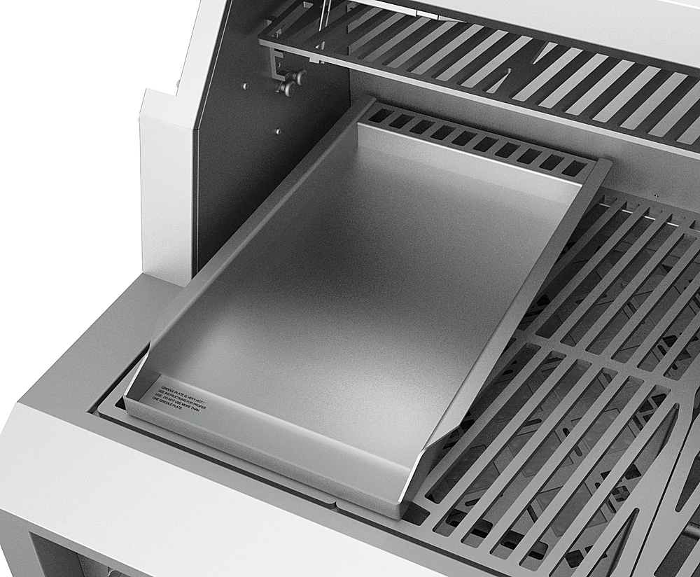 Angle View: Stainless Steel Griddle for Hestan grill. - Silver