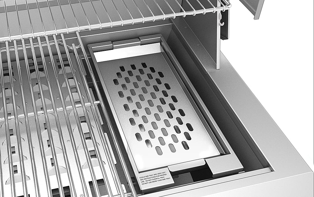 Tray for wood chips or charcoal on Hestan gas grill - Silver - Angle_Zoom