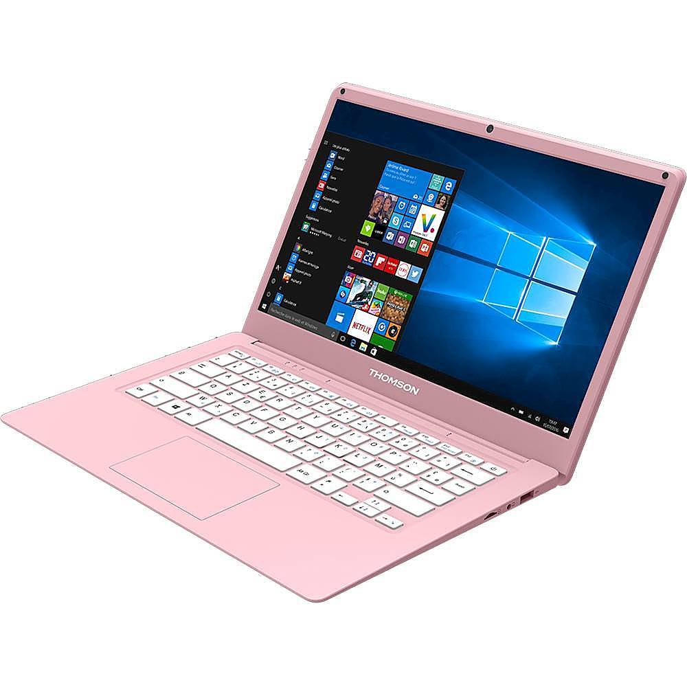 Left View: Thomson - Neo 14.1" Laptop - Intel Celeron - 4GB Memory - 64GB eMMC - Pink