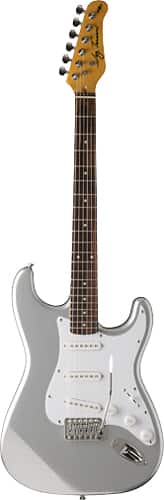 Front. Jay Turser - 300 Series 6-String Full-Size Double-Cutaway Electric Guitar - Chrome.