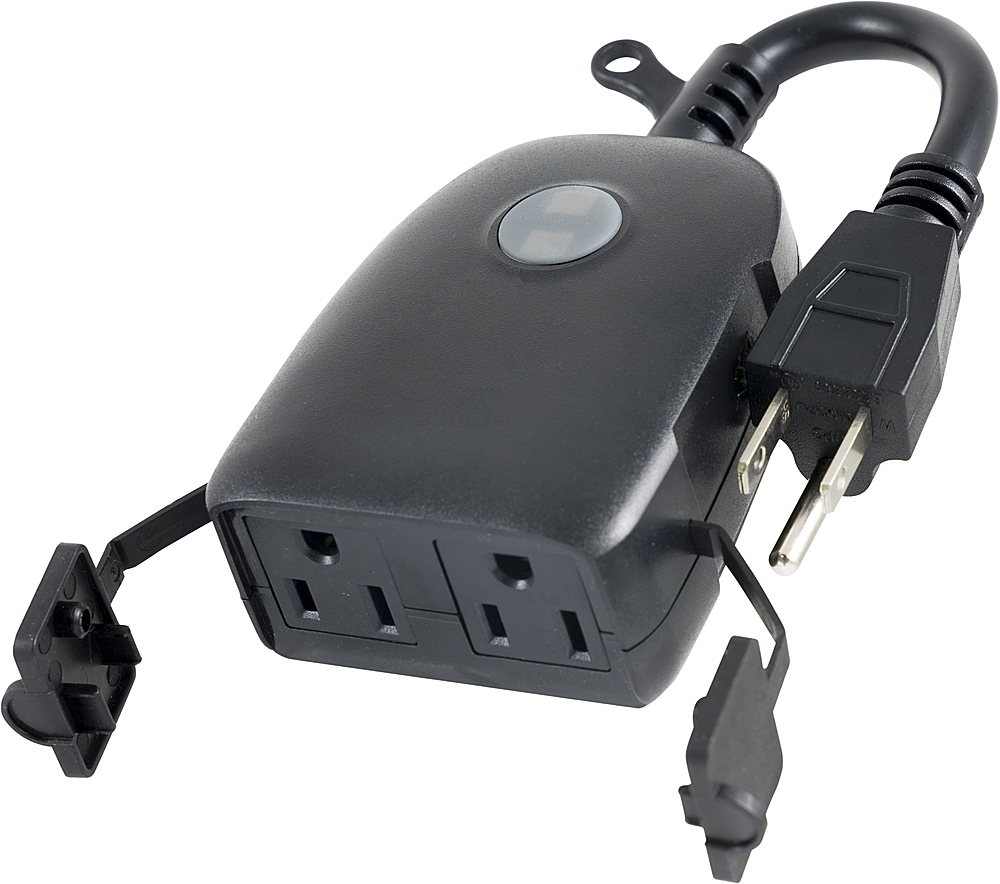 Enbrighten Wi-Fi Smart Outdoor Plug, 2-Outlet Plug-In – Black - Black