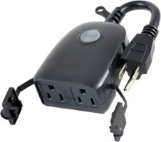 Enbrighten - Wi-Fi Smart Outdoor Plug, 2-Outlet Plug-In - Black - Front_Zoom