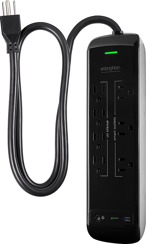 Enbrighten - 7 Outlet 1440 Joules Surge Protector w/3' Power Cord - Black